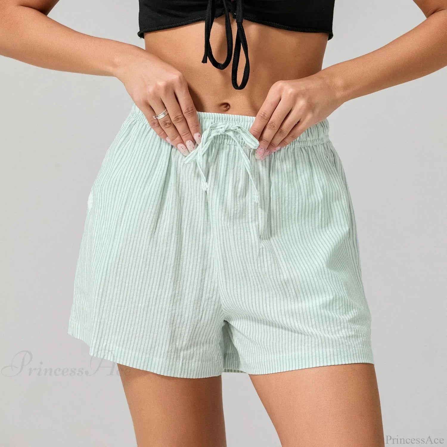 Striped Drawstring Wide Leg Short image 7