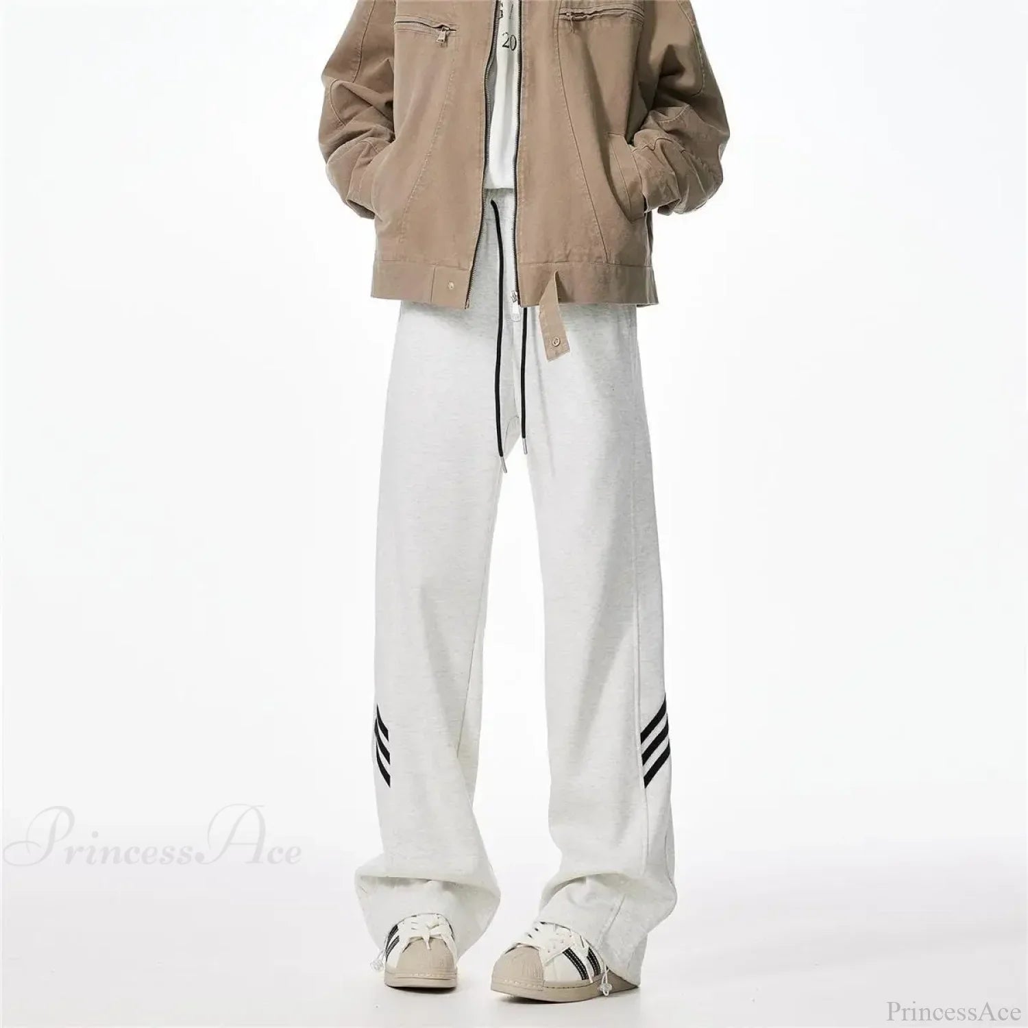 Striped Fleece Motion Loose Pants image 5