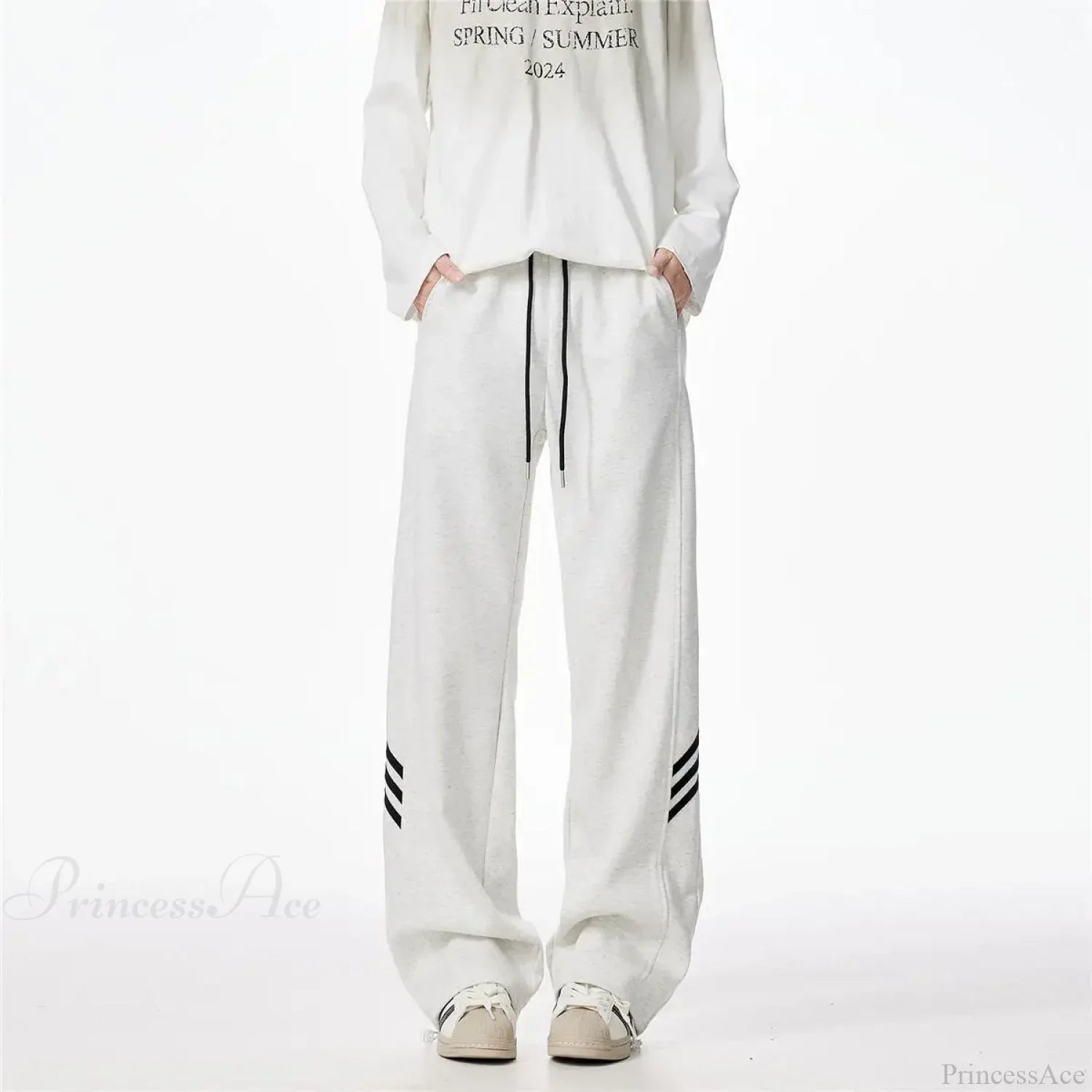 Striped Fleece Motion Loose Pants image 6