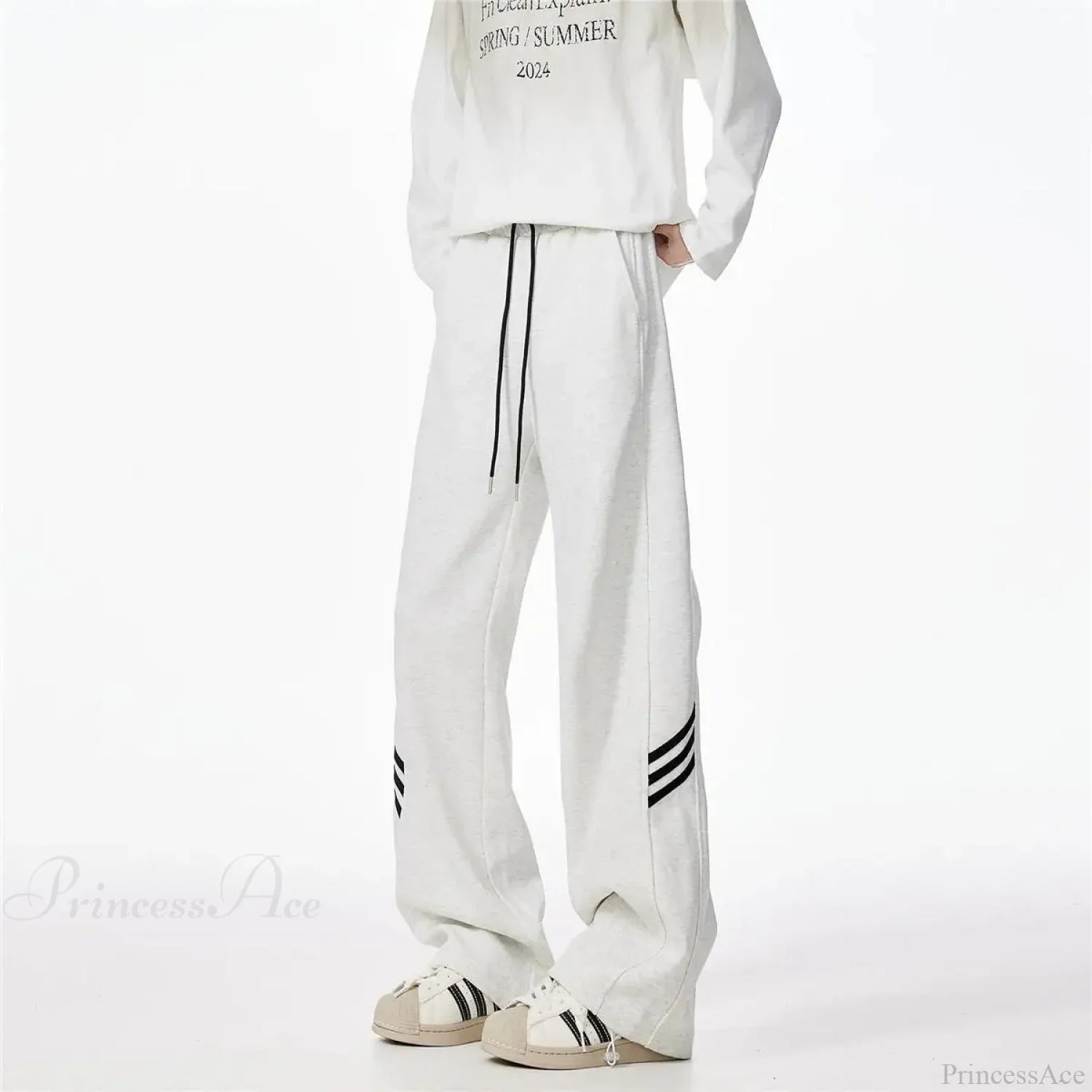 Striped Fleece Motion Loose Pants image 4