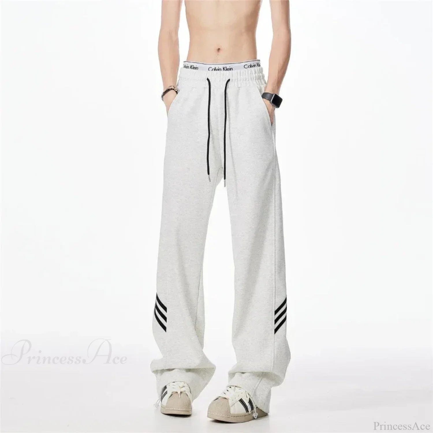 Striped Fleece Motion Loose Pants image 9