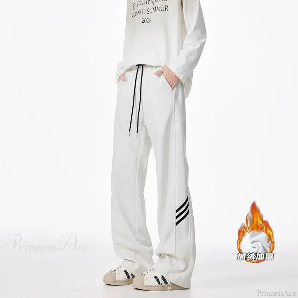 Striped Fleece Motion Loose Pants image 8