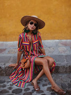 Striped Full-Length Bohemia Dress image 2