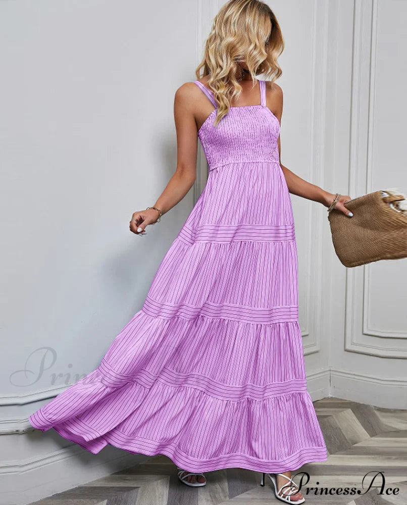Striped Holiday Dress with Waist Strap image 3