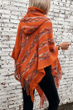 Striped Hooded Knit Tassel Relaxed Coat image 2