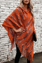 Striped Hooded Knit Tassel Relaxed Coat image 3