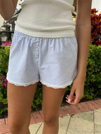 Striped Lace Trim Casual Short image 5