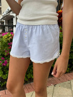 Striped Lace Trim Casual Short image 3