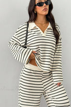 Striped Long Sleeve Pullover Wide Leg Two Piece Set image 5