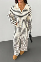 Striped Long Sleeve Pullover Wide Leg Two Piece Set image 4