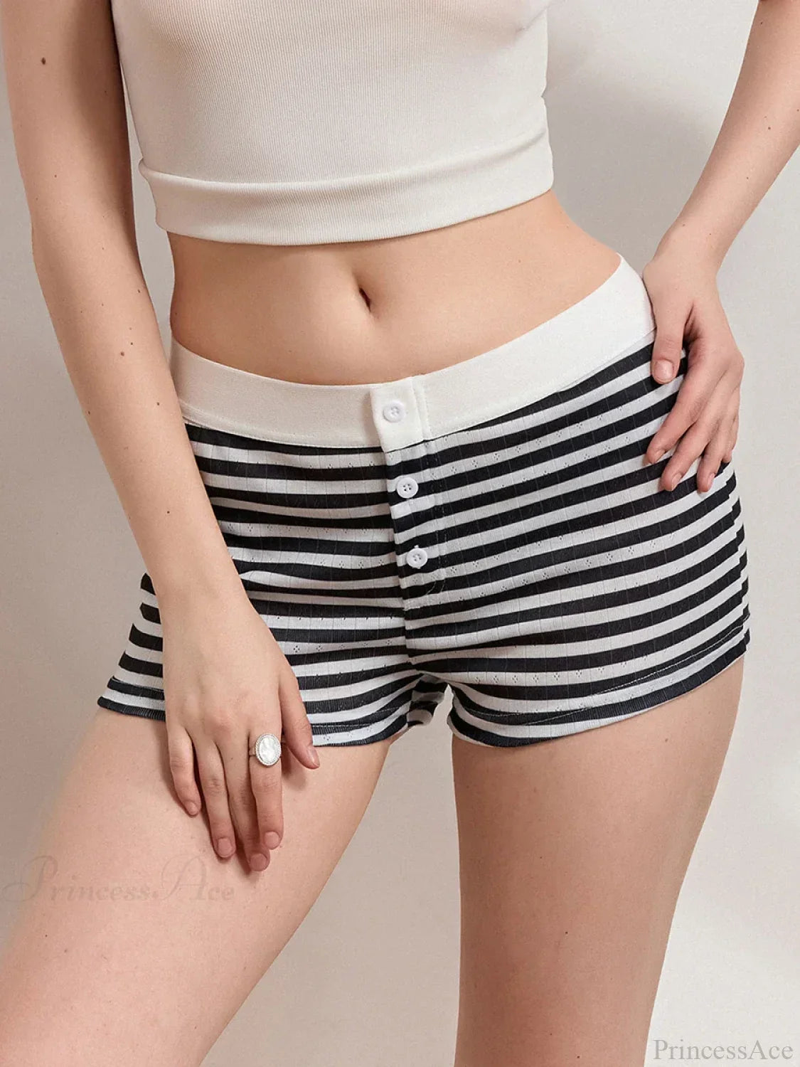 Striped Low Rise Pajama Short image 5