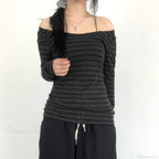 Striped O-neck Knit Top image 1