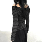Striped O-neck Knit Top image 2