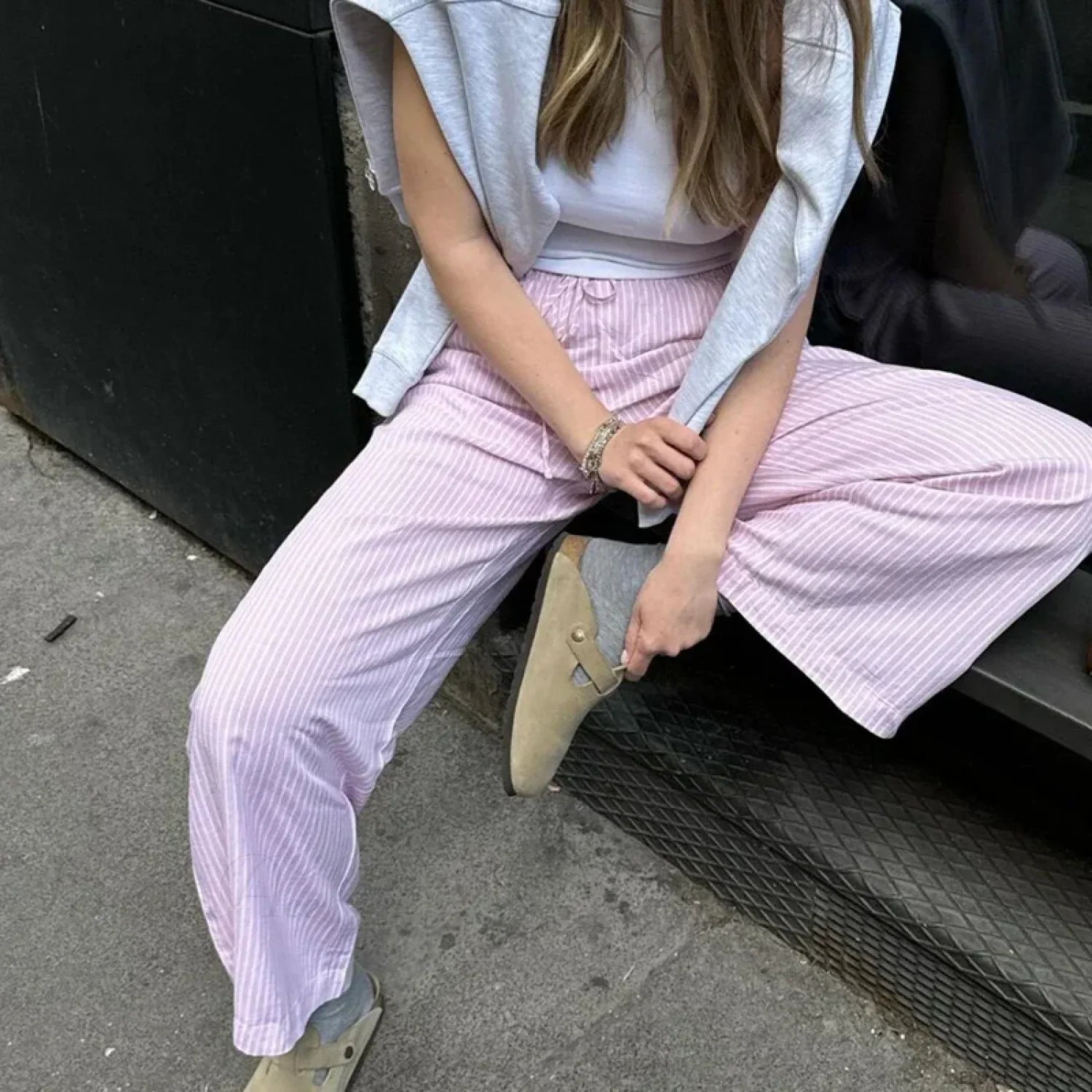 Striped Pajama Casual Elastic Waist Pant image 4