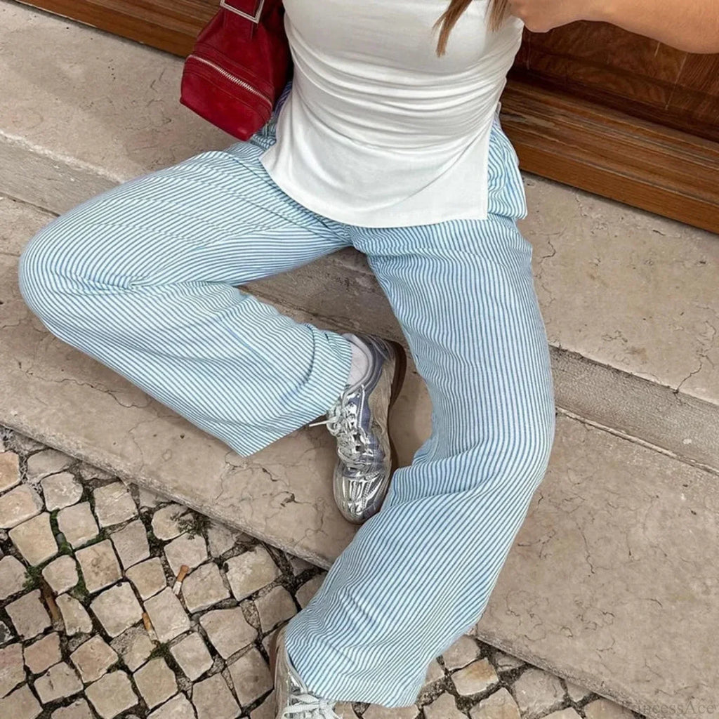 Striped Pajama Casual Elastic Waist Pant image 5