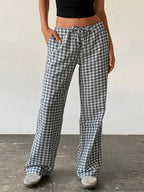Striped Patchwork Drawstring Elastic Waist Pant image 3