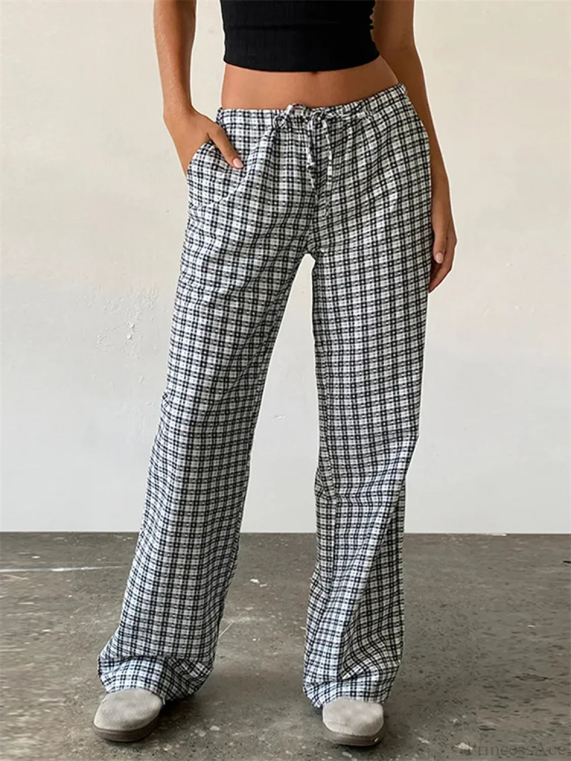 Striped Patchwork Drawstring Elastic Waist Pant image 3