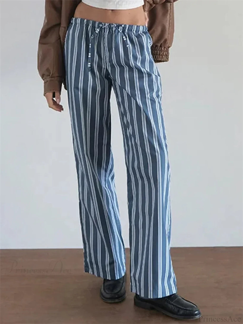 Striped Patchwork Drawstring Elastic Waist Pant image 5