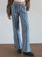 Striped Patchwork Drawstring Elastic Waist Pant image 5