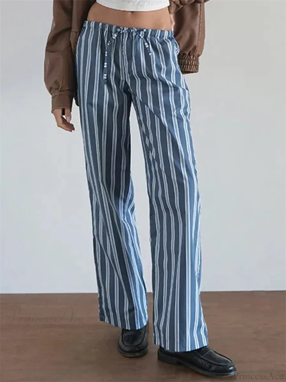 Striped Patchwork Drawstring Elastic Waist Pant image 5
