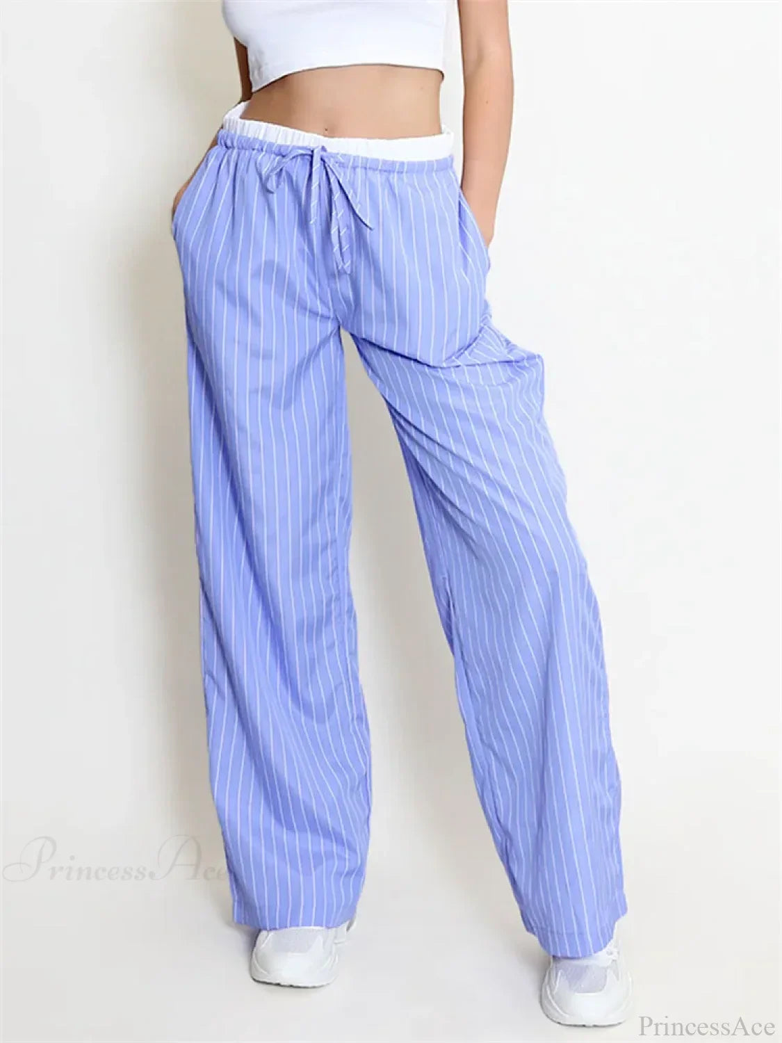Striped Patchwork Drawstring High Waist Pant image 1