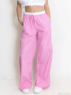 Striped Patchwork Drawstring High Waist Pant image 3