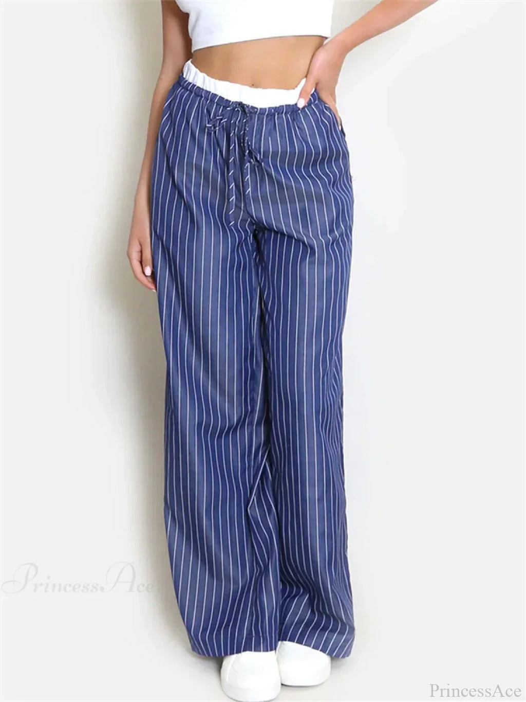Striped Patchwork Drawstring High Waist Pant image 4