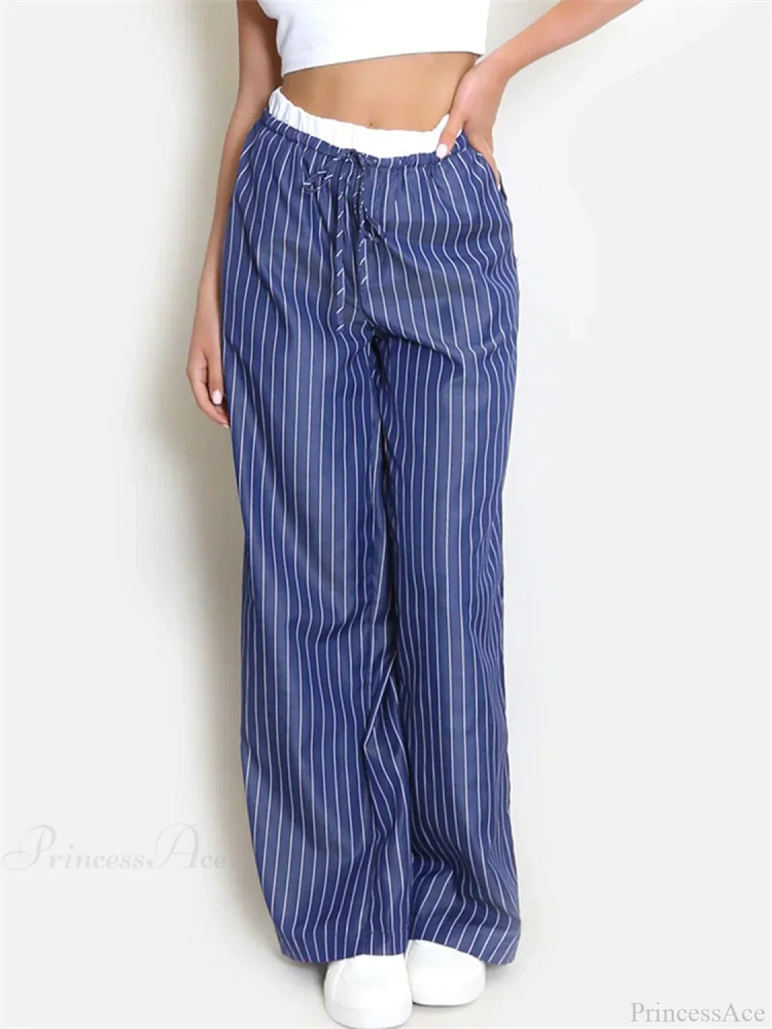 Striped Patchwork Drawstring High Waist Pant image 4