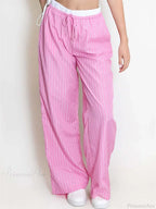 Striped Patchwork Drawstring High Waist Pant image 2