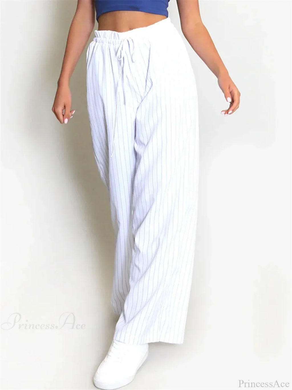 Striped Patchwork Drawstring High Waist Pant image 5