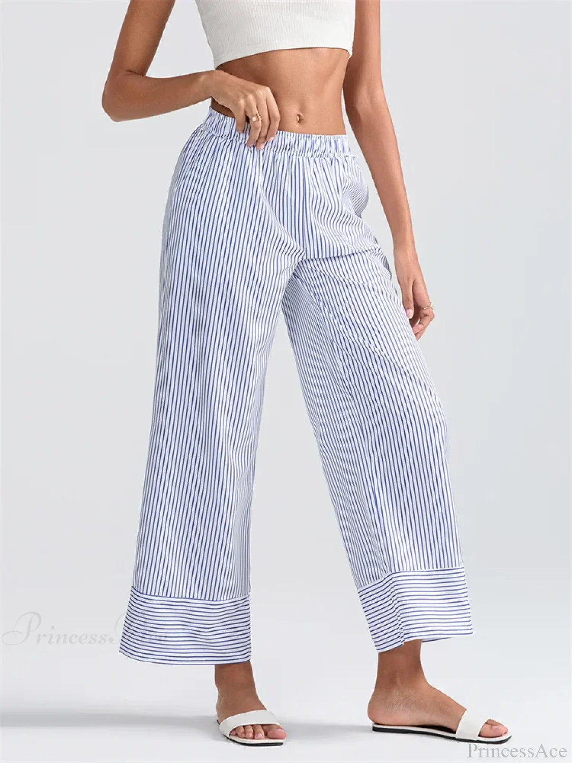 Striped Print High Waist Wide Leg Pocket Pant image 3