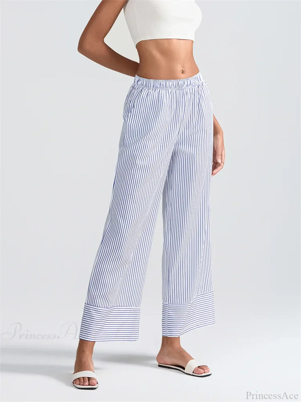 Striped Print High Waist Wide Leg Pocket Pant image 2