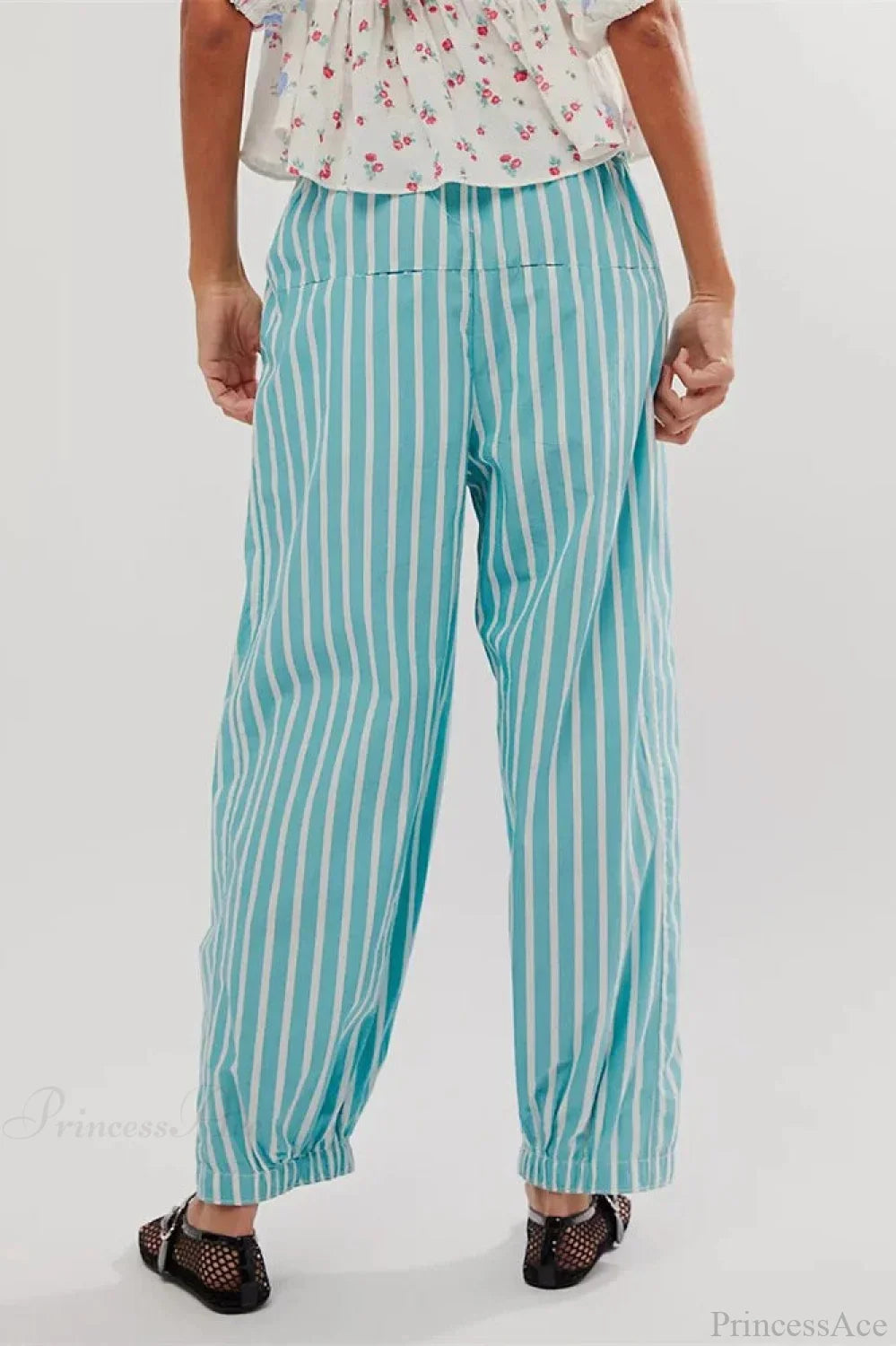 Striped Print Loose Casual Elastic Waist Pant image 5
