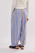 Striped Print Loose Casual Elastic Waist Pant image 3