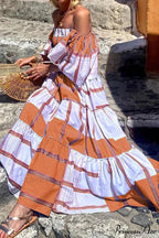 Striped Print Ruffle Sleeve Tiered Dress image 8