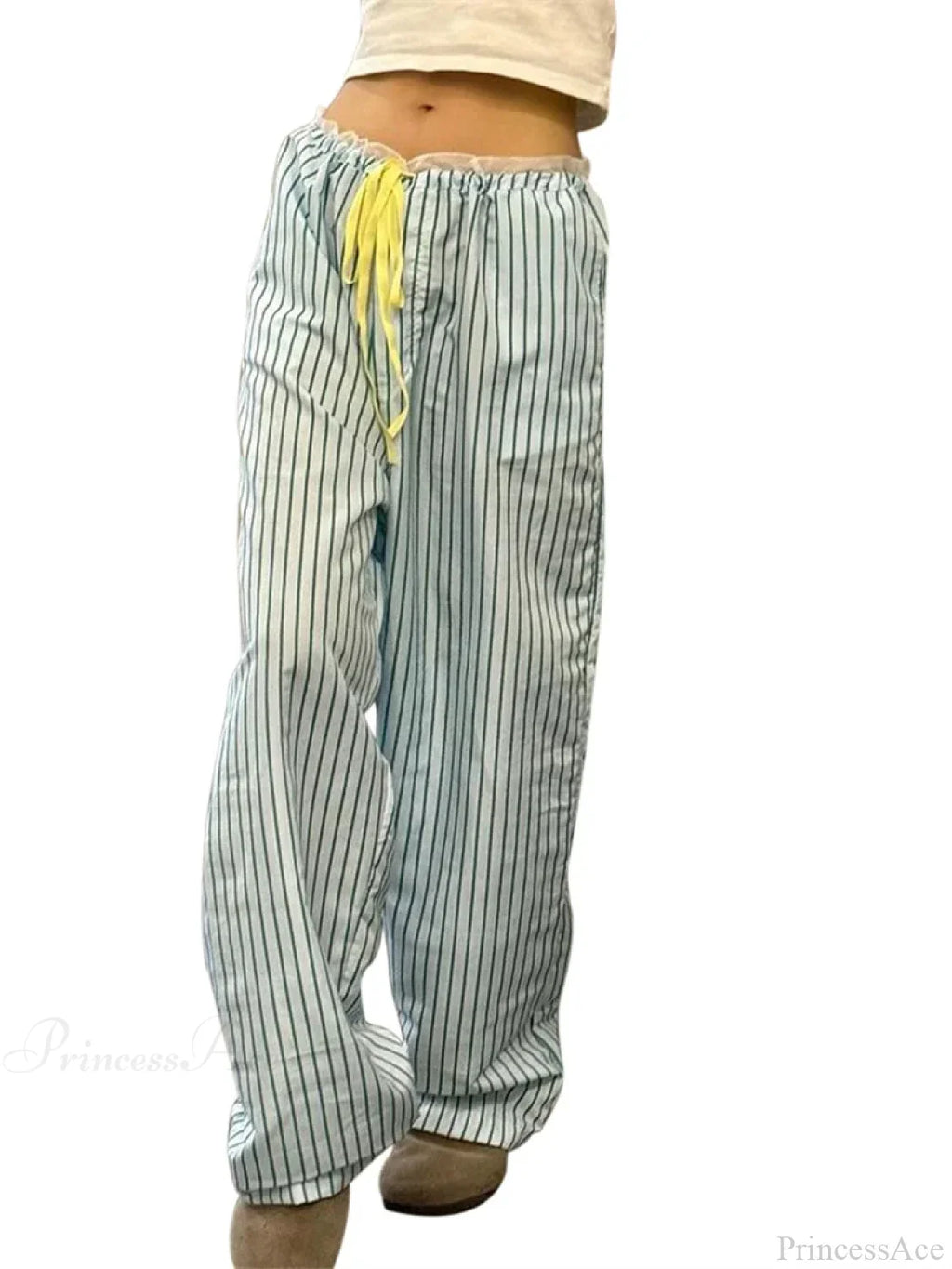 Striped Ruffles Drawstring Elastic Waist Casual Pant image 6