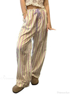 Striped Ruffles Drawstring Elastic Waist Casual Pant image 5