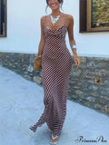 Striped Sexy Slim-Fitting Charming Strappy Chest-Length Floor-Length Dress image 1