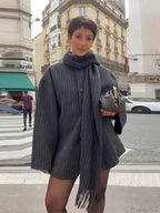 Striped Single Breasted Wool Coat image 6
