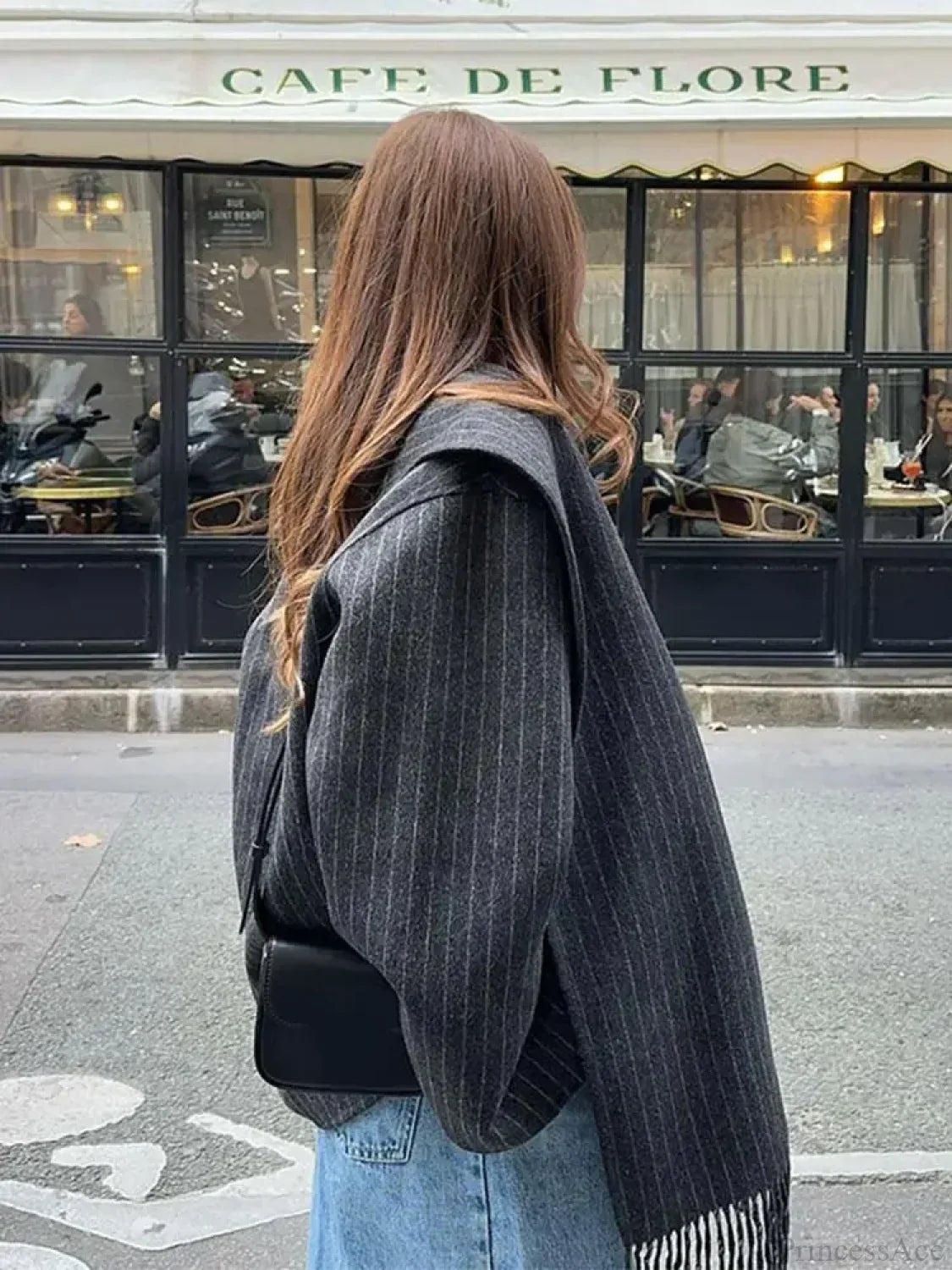Striped Single Breasted Wool Coat image 4