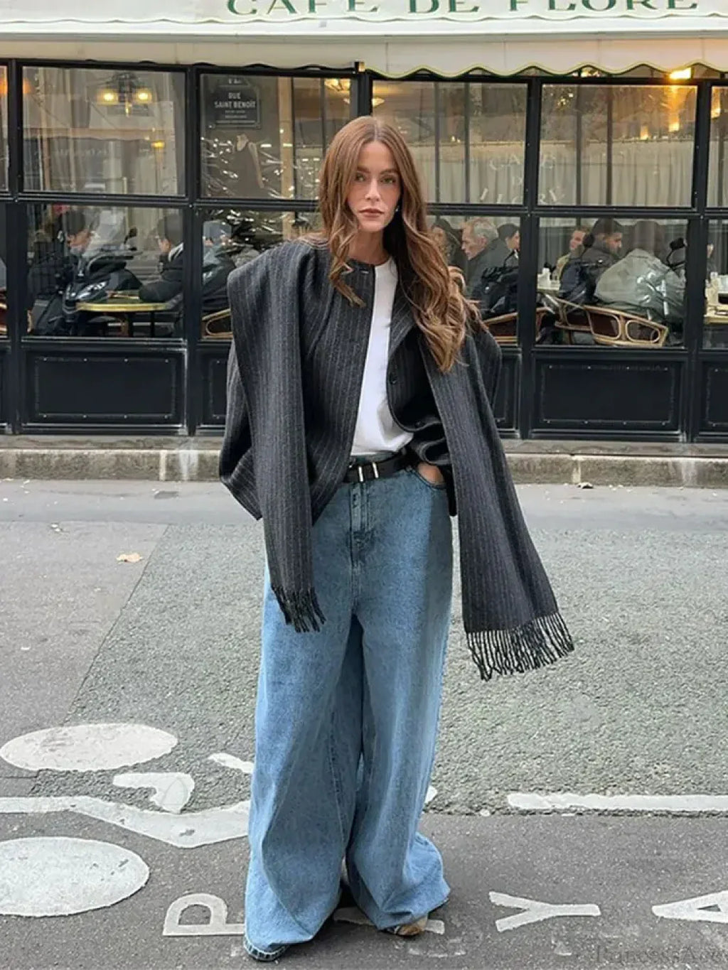Striped Single Breasted Wool Coat image 2