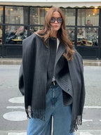 Striped Single Breasted Wool Coat image 7