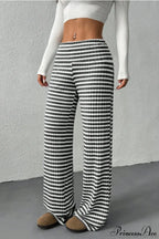 Striped Solid Knit Straight Leg Pants image 6