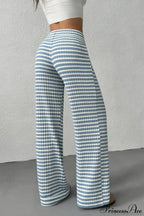 Striped Solid Knit Straight Leg Pants image 3