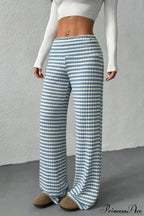 Striped Solid Knit Straight Leg Pants image 2