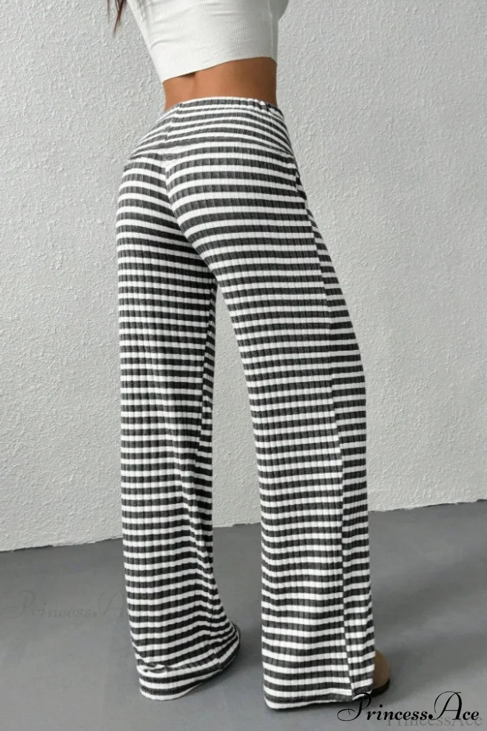Striped Solid Knit Straight Leg Pants image 5