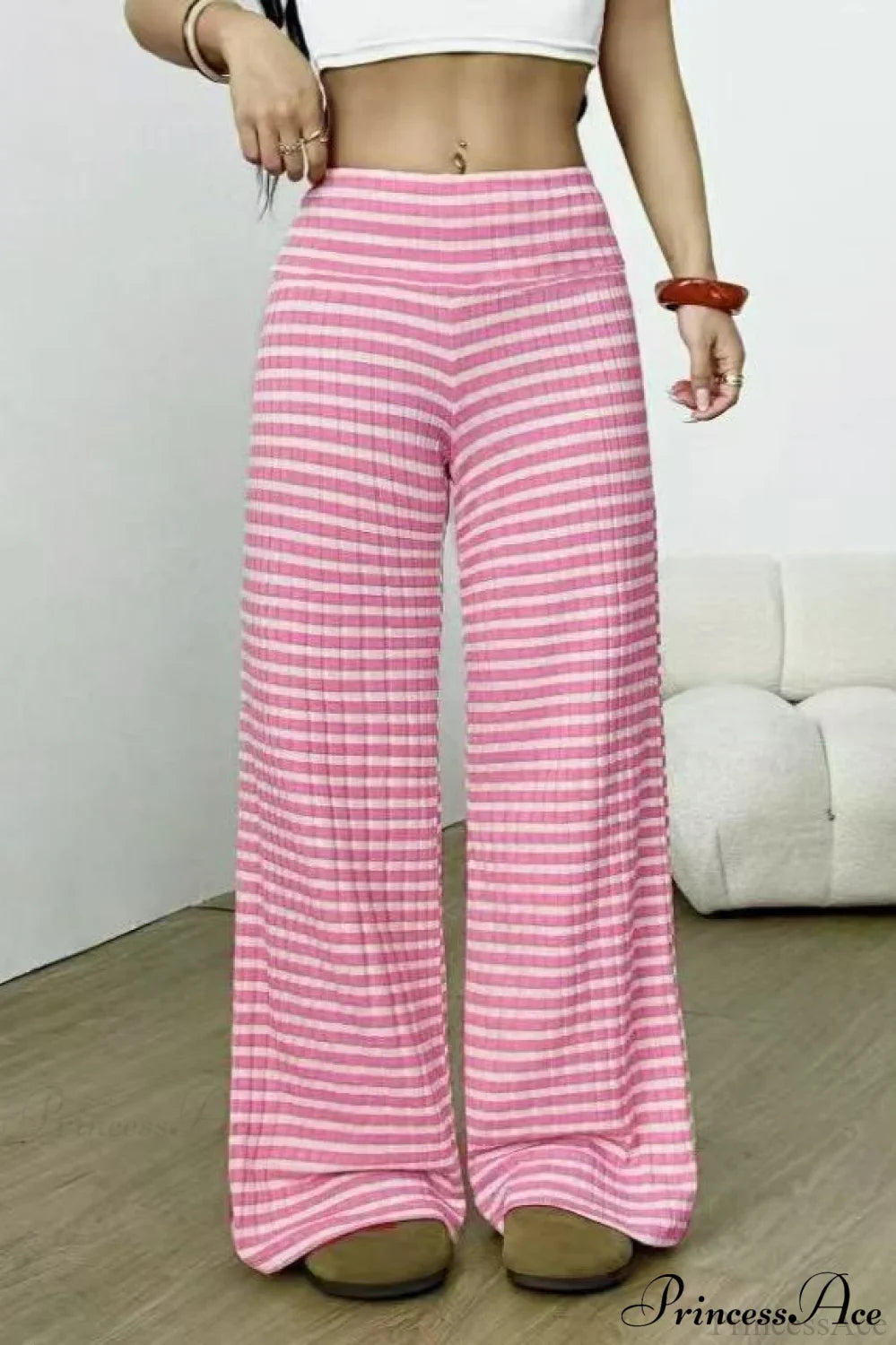Striped Solid Knit Straight Leg Pants image 11