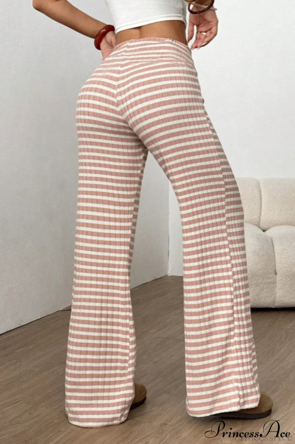 Striped Solid Knit Straight Leg Pants image 9