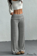Striped Solid Knit Straight Leg Pants image 4