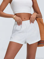 Striped Solid Mid Waist Short image 1